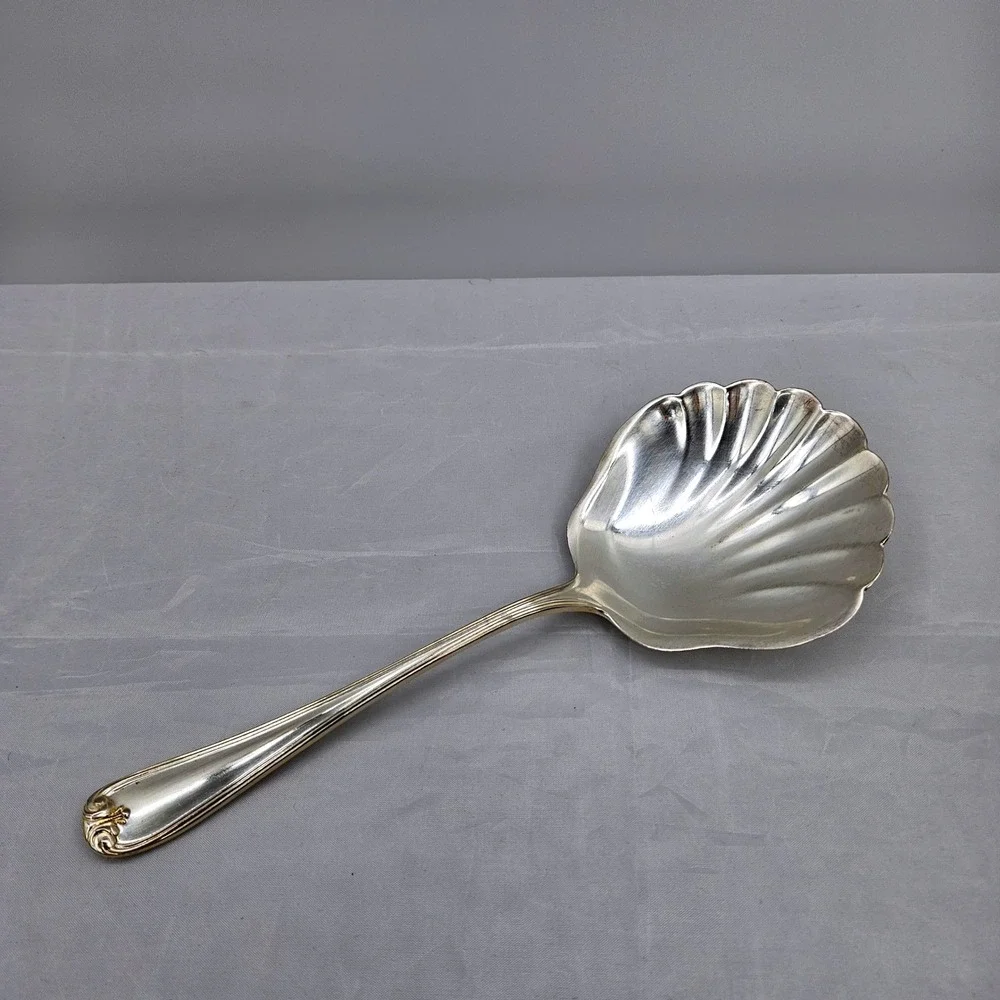 Gorham Heritage Silverplate Shell Serving Spoon Italy Scalloped Berry Nut 9in